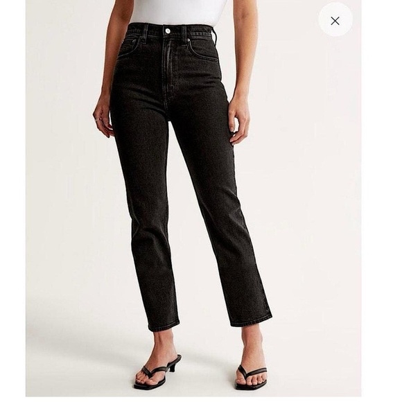 Abercrombie & Fitch The 90s Straight Leg Ultra high Rise Jeans 26 Black - Picture 1 of 12